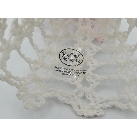 2003 Precious Moments Angel Christmas Ornament Crochet Starched Skirt & Wings - Picture 7 of 7